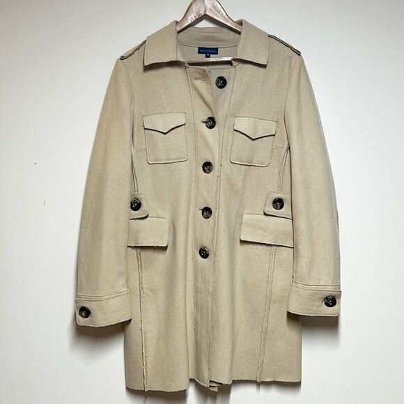 New Adolfo Dominguez Luxury Wool Camel Trench Coat 42 Sz 10 US - Picture 1 of 9